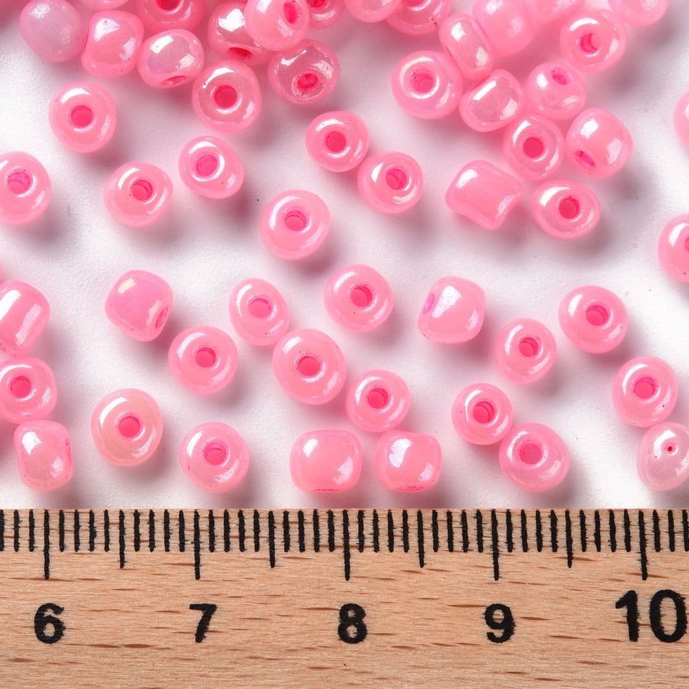 6/0 Glass Seed Beads Ceylon Round Round Hole Pink 6/0 4mm Hole: 1.5mm about 500pcs/50g 50g/bag 18bags/2pounds