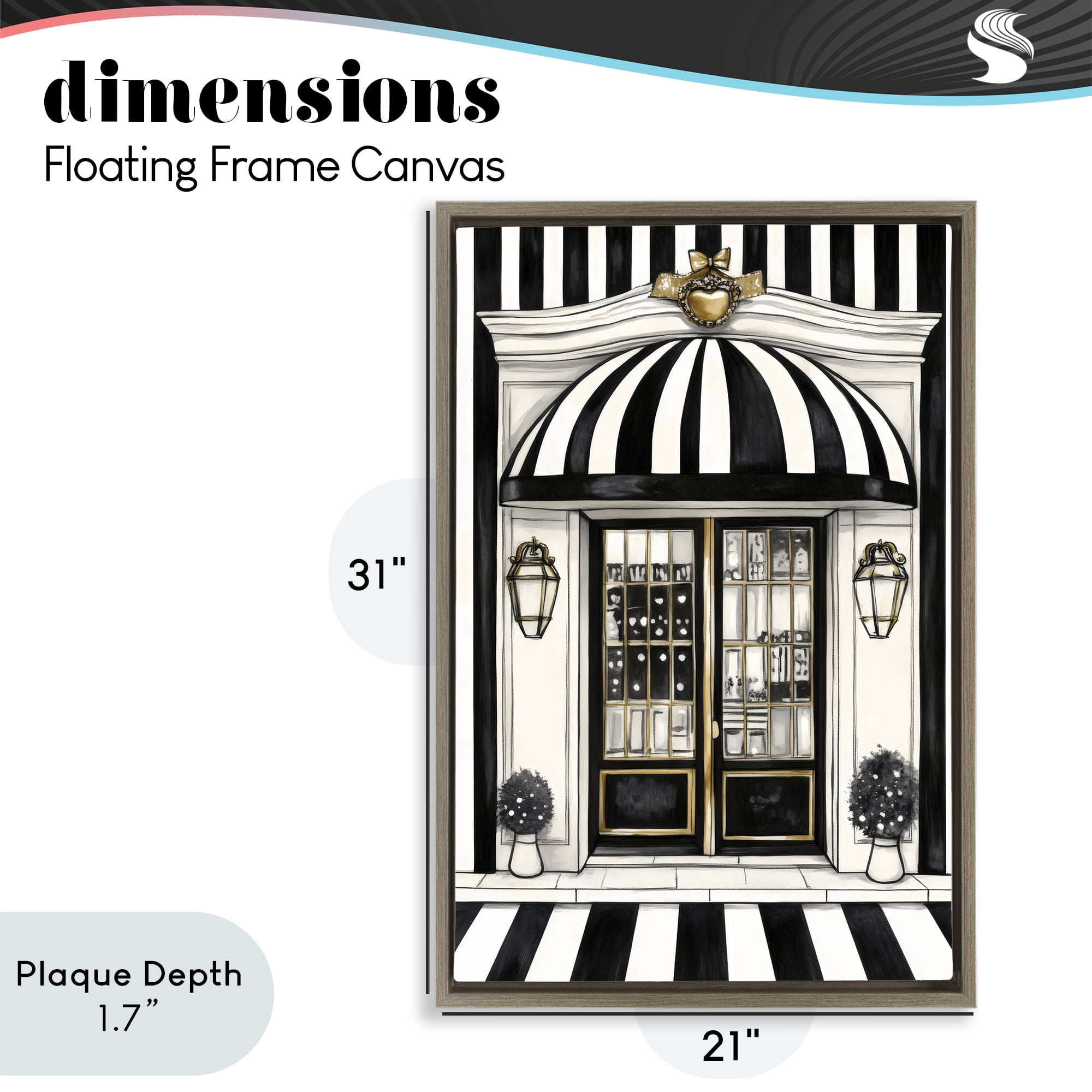 Stupell Industries Paris Storefront Facade Brown Framed Floater Canvas Wall Art, design by Petal Prints Design