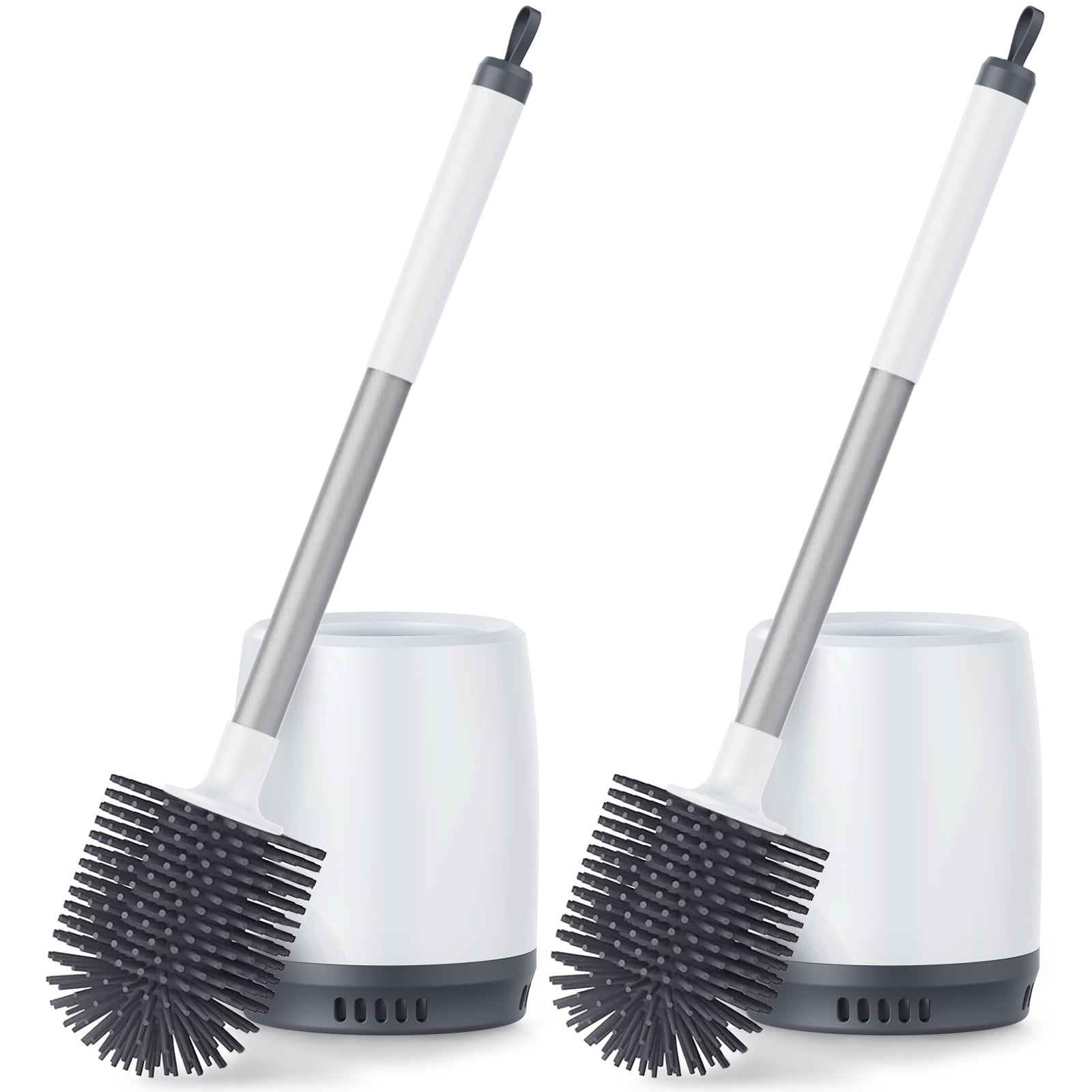 InnOrca Silicone Toilet Brush and Caddy, Resin Rubber Toilet Bowl Brush