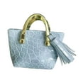 thumbnail image 1 of Bolso de mano femenino a escala 1/6, juguete de imitación de cuero sintético con borlas, 12 azul claro, 1 of 9