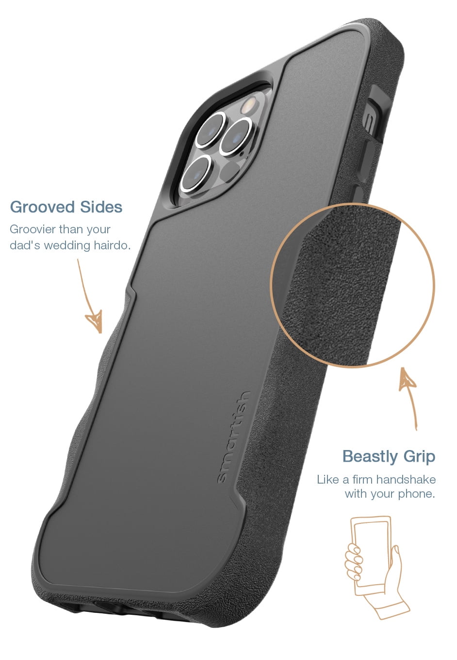 Smartish iPhone 12 Pro Max Armor Case - Gripzilla [Rugged + Protective] Slim Tough Grip Cover - Black Tie Affair