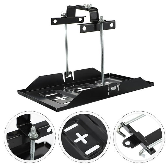 LIFKOME 1 Set Adjustable Battery Hold Down Tray with Bracket Universal Metal Battery Clamp Storage for Boat Car Marine