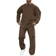 thumbnail image 2 of JULMCOMO Sweatsuits for Men Two-Piece Tracksuits Pullover Warm Jogging Long Sleeve Fall Round Neck Sport Sweatsuits Sports Pants Suit Set Brown L-Large, 2 of 7