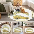 thumbnail image 5 of Summer Lemon Round Area Rug 3.3Ft Washable Circle Rugs for Dining Room Table, Yellow Truck Fruits Plants Country Plaid Non-Slip Carpet Floor Mats Indoor Outdoor Carpet Runner Aesthetic Home Decor, 5 of 8