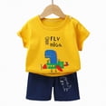 thumbnail image 5 of TOWED22 Newborn Baby Boy Clothes 2pcs Short Sleeve Top Drawstring Shorts Little Bear Adventure Pattern Outfits(Yellow,5-6 Y), 5 of 6