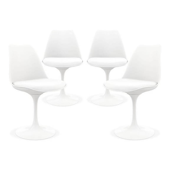 Aron Living Rose 17.5" Plastic and Metal Dining Chairs in White (Set of 4)