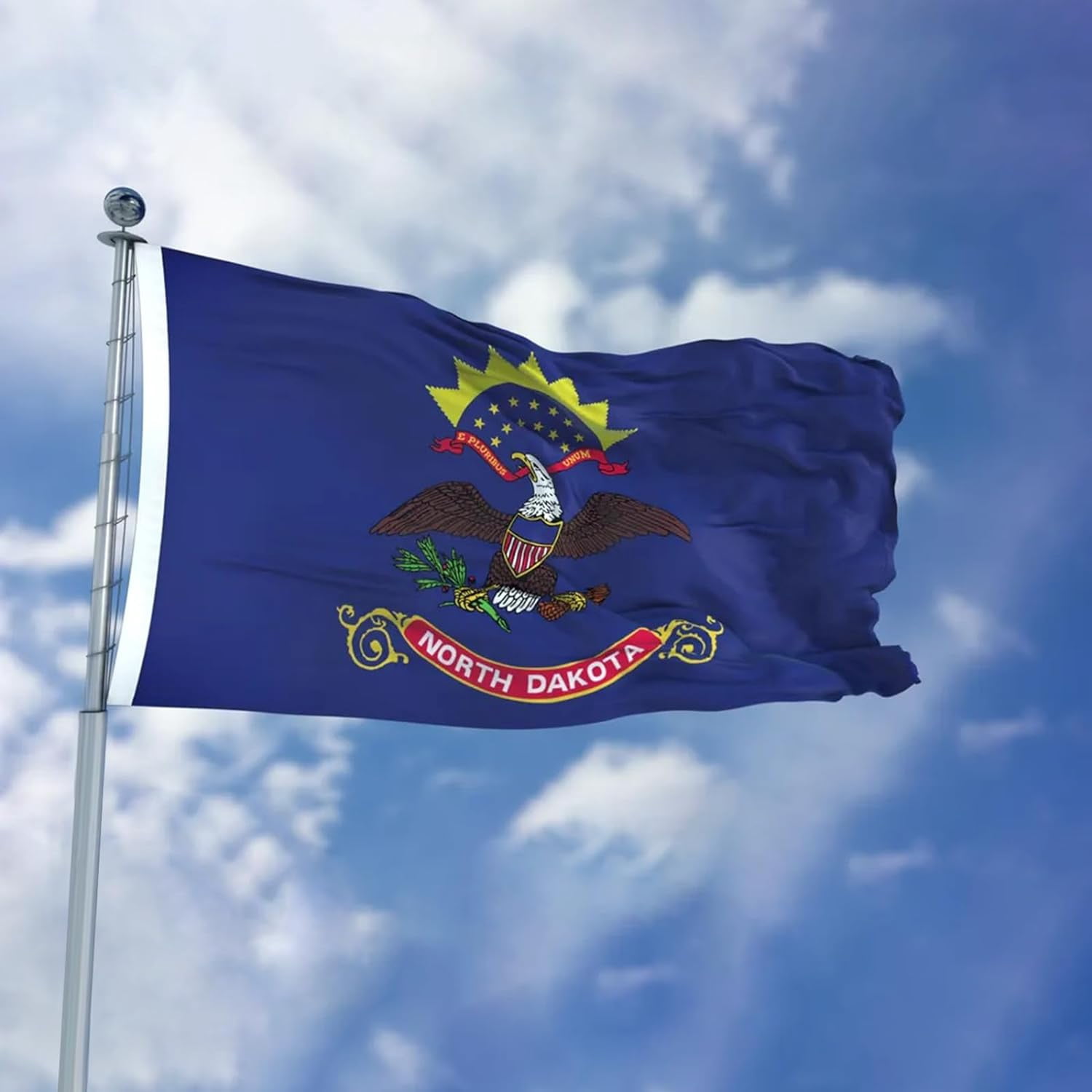 North Dakota Flag 3x5 Double Sided and 3 Ply North Dakota State Flags Heavy Duty for Outdoor with 2 Brass Grommets 4 Stitching Rows Heavy Duty Nylon , Vivid Color
