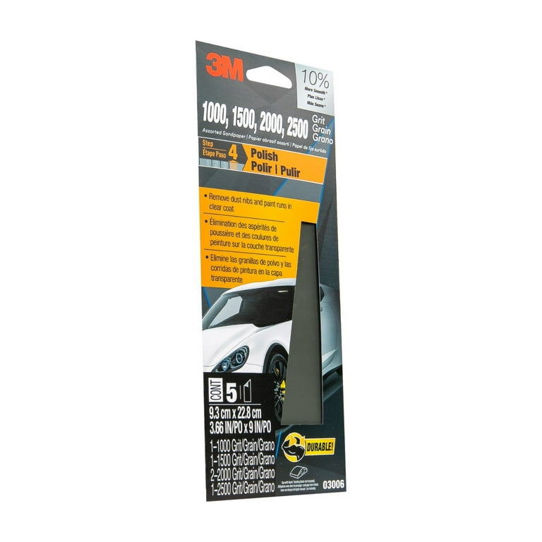 Wet Or Dry Sandpaper, Fine Grit Assortment, 5 Sheets, 1000-2500 Grit photo 2