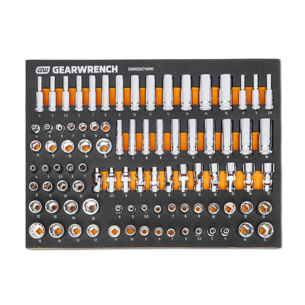 Juego de enchufes GEARWRENCH, 89 piezas, 1/4 pulgadas, Drive Master Metric