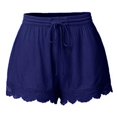 thumbnail image 3 of Brnmxoke Women's High Waisted Shorts Summer Casual Loose Fit Beach Short Plus Size Lace Hem Drawstring Shorts for Teen Girls Blue,XXXL, 3 of 7