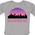 thumbnail image 4 of Inktastic Baltimore Maryland Gifts Retro Sunset Skyline Girls Long Sleeve Baby Bodysuit, 4 of 5