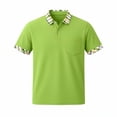 thumbnail image 2 of Men's Polos Striped Colorblock Golf Shirt 3-Button Collared Business Casual Summer Blouses Tops Big and Tall (M, Green|Solid), 2 of 6