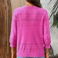 thumbnail image 5 of Jxximdong Cardigans for Women, V Neck Solid Color Thin Cut Hollow Knitted Shawl Seven Quarter Sleeve Cardigan, Women's Bolero Shrugs Pink, 5 of 5