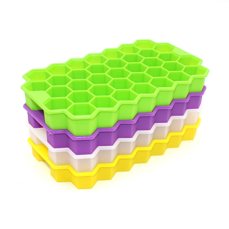 4/37Case Honeycomb Shape Ice Cube Tray 37Cubes Silicone Frozen Ice Mold Maker 