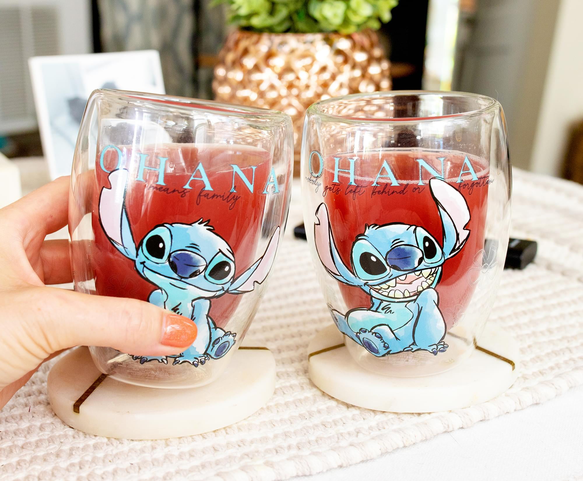 Lilo and Stitch Ohana Hawaii Disney Stemless Wine Glass