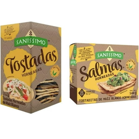 Sanissimo Oven Baked Corn Tostadas & Salmas Crackers Bundle Pack