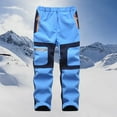 thumbnail image 2 of Blue Patchwork Ski Pants for Boys and Girls – Warm, Thickened Winter Trousers with Pockets – Casual & Outdoor Wear, 2 of 3
