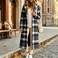 thumbnail image 6 of Jewelreauty Womens Plaid Long Overcoats, Hooded Long Sleeve Wool Blend Peacoat Calf Length Winter Fall Jackets (2XL, Black), 6 of 7