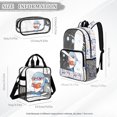 thumbnail image 4 of Kuiaobaty Books Shark Print Clear Backpack and Lunch Bag Set for Boys Starfish Print Clear Backpack with Pencil Case See Through PVC Bookbag with Lunch Box for School, Blue, 4 of 5