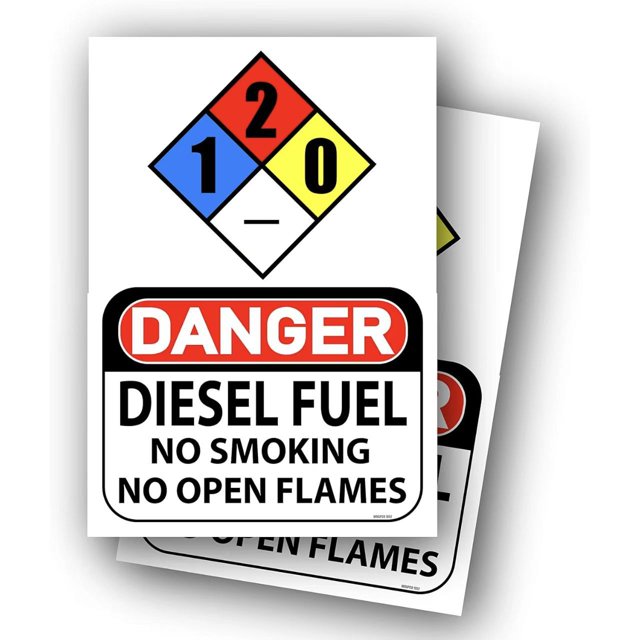 Adhesivo de vinilo autoadhesivo Diesel Fuel Warning, 4 unidades