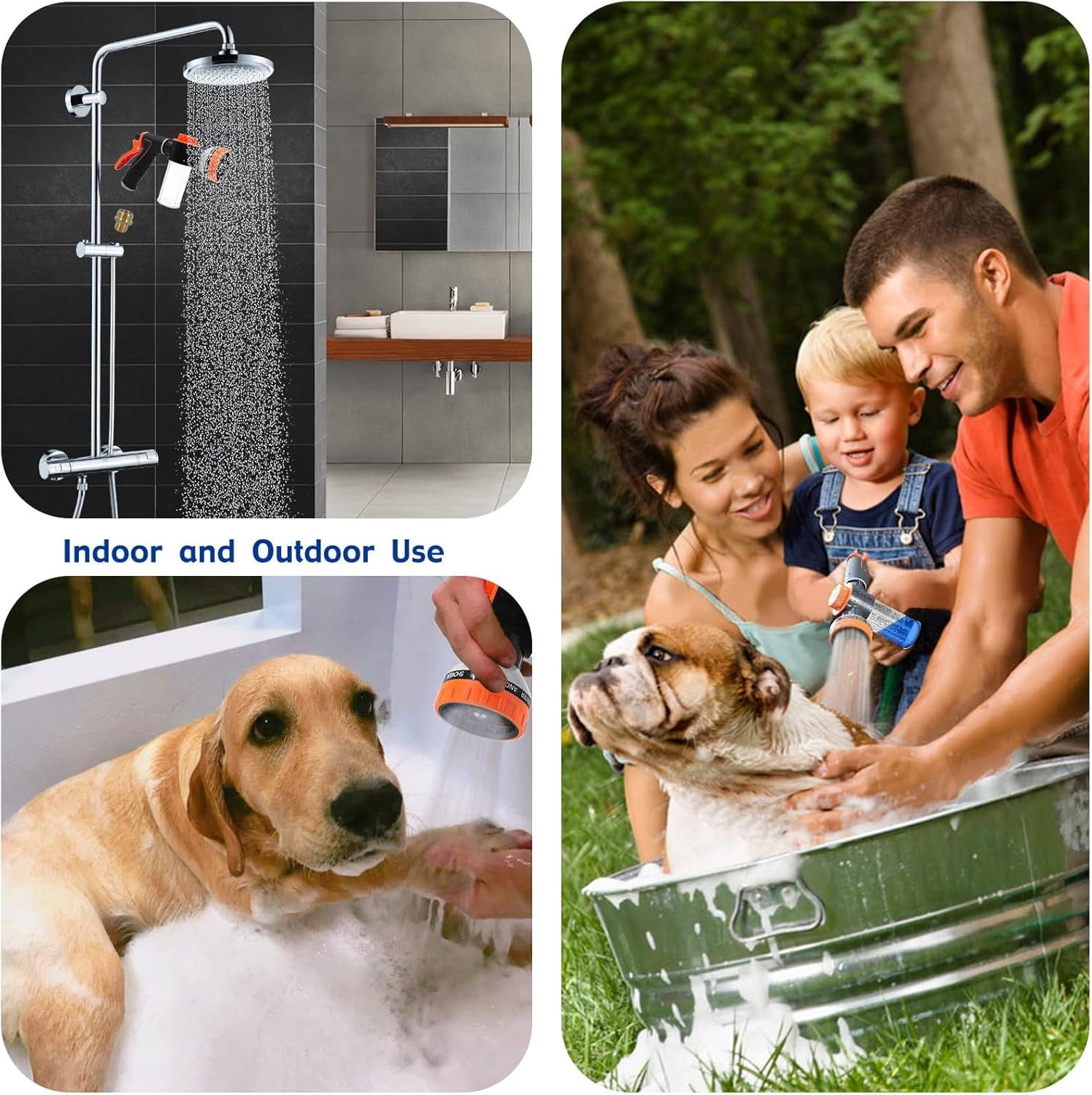 Pet  Wash Sprayer Shampoo & Soap Dispenser, Hose Nozzle for Indoor/Outdoor Use with 3/4' GHT Male x 1/2' NPT Male Connector,  Wash Hose Attachment for Pet Bathing, Watering,  Washing