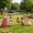 Blue+Pink, variant on 5-in-1 Metal Swing Set for Backyard, Kids Outdoor Playground Playset with Slide, Saucer & Single Belt Swings, Basketball Hoop + Soccer Goal, Heavy Duty A-Frame for Ages 3–10