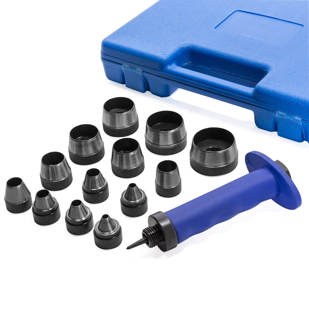 XtremepowerUS 15PCS Sharp Hollow Hole Punch Tool Kit Interchangeable