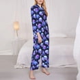 thumbnail image 3 of Yiaed flower starry sky Skull Print Pajamas Women's Long Sleeve Sleepwear Soft Button Down Loungewear Pjs Lounge Set Nightwear Womens Pajama Pants-Large, 3 of 7