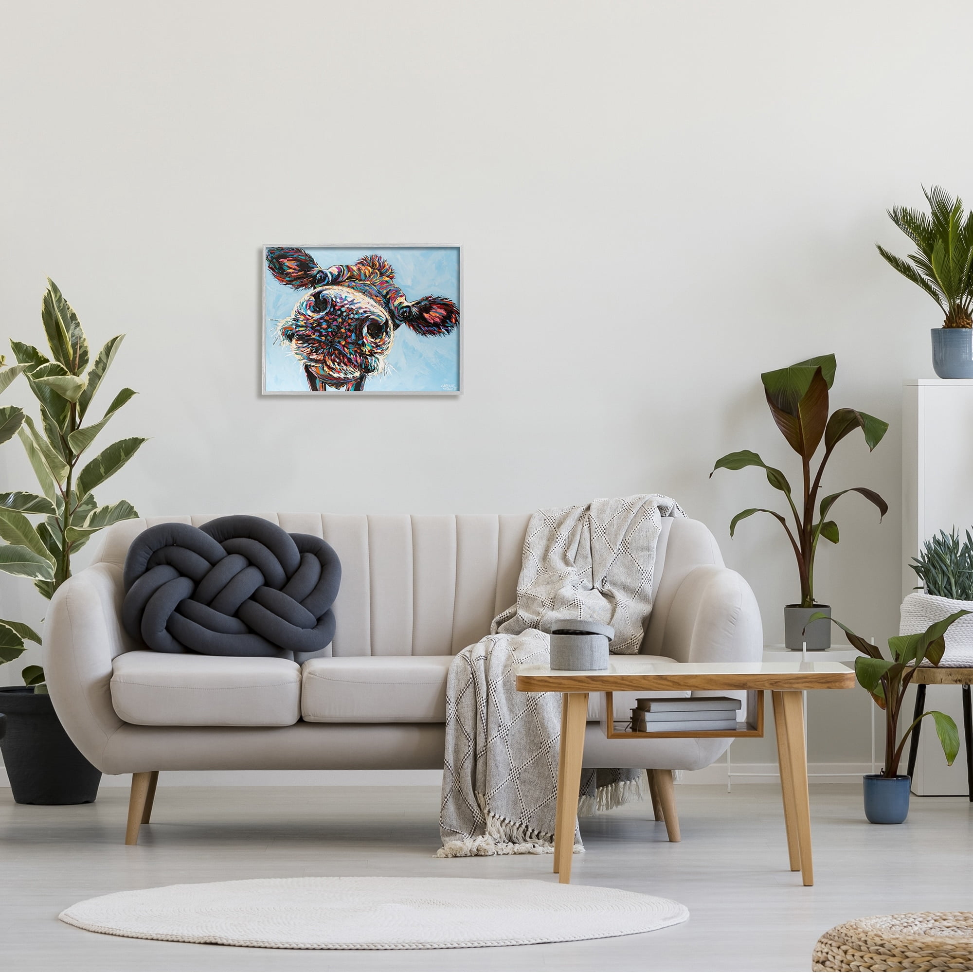 Stupell Industries Funky Abstract Cow Portrait Contemporary Cattle Painting, 20 x 16,Design by Carolee Vitaletti