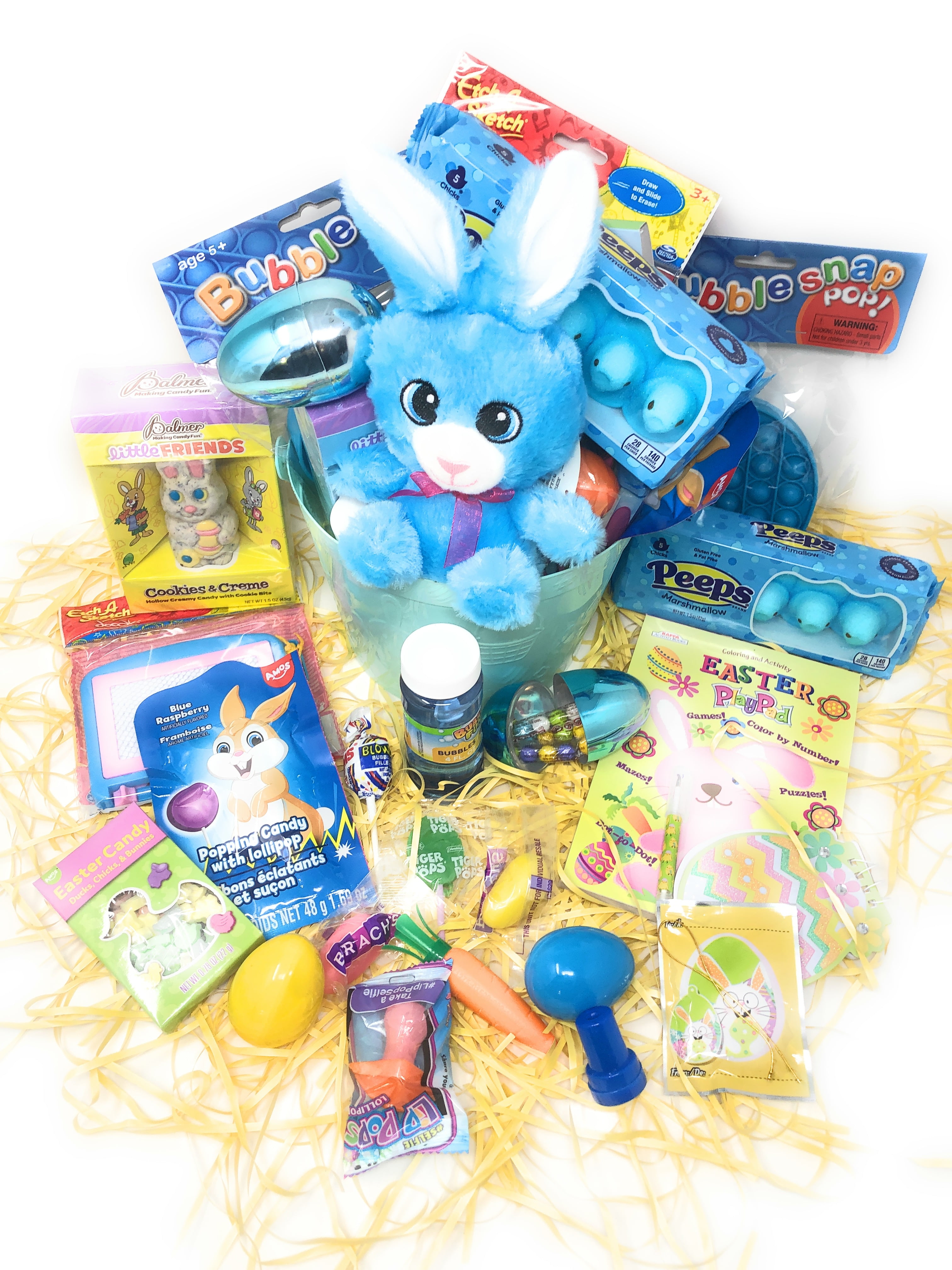FUN LITTLE TOYS Bunny Bags for Kids Canvas Basket Candy and Gifts Carry Bucket Gifts Bags for Kids Blue 