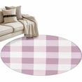 thumbnail image 2 of Pink Plaid Round Area Rug 3.3 FT, Non Slip Small Entryway Kitchen Mat, Spring Summer Farmhouse Buffalo Checkered Washable Soft Circular Rug Non-Shedding Door Mat for Bathroom Playroom Kids Room, 2 of 9