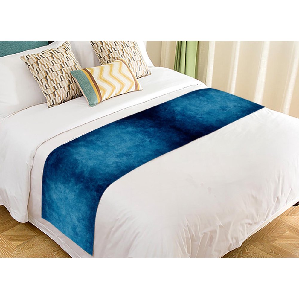 PKQWTM Vintage Dark Blue Vignette Bed Runner Bedroom Bedding Decor ...