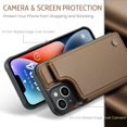 thumbnail image 2 of Fun-Casery for iPhone 14 Case with Card Holder, RFID Blocking Wallet Case Durable PU Leather Kickstand Slim Heavy Duty Shockproof Protective Case for iPhone 14,Brown, 2 of 9
