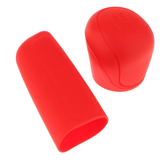 Car Manual 5 Speed Gear Stick Knob+Handbrake Cover Silic Sleeve Red