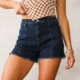 thumbnail image 2 of Byworldtasic No Boundarie Womens High Waist Slim Fit Jean Shorts Casual Streetwear Summer Denim Shorts with Button, 2 of 7