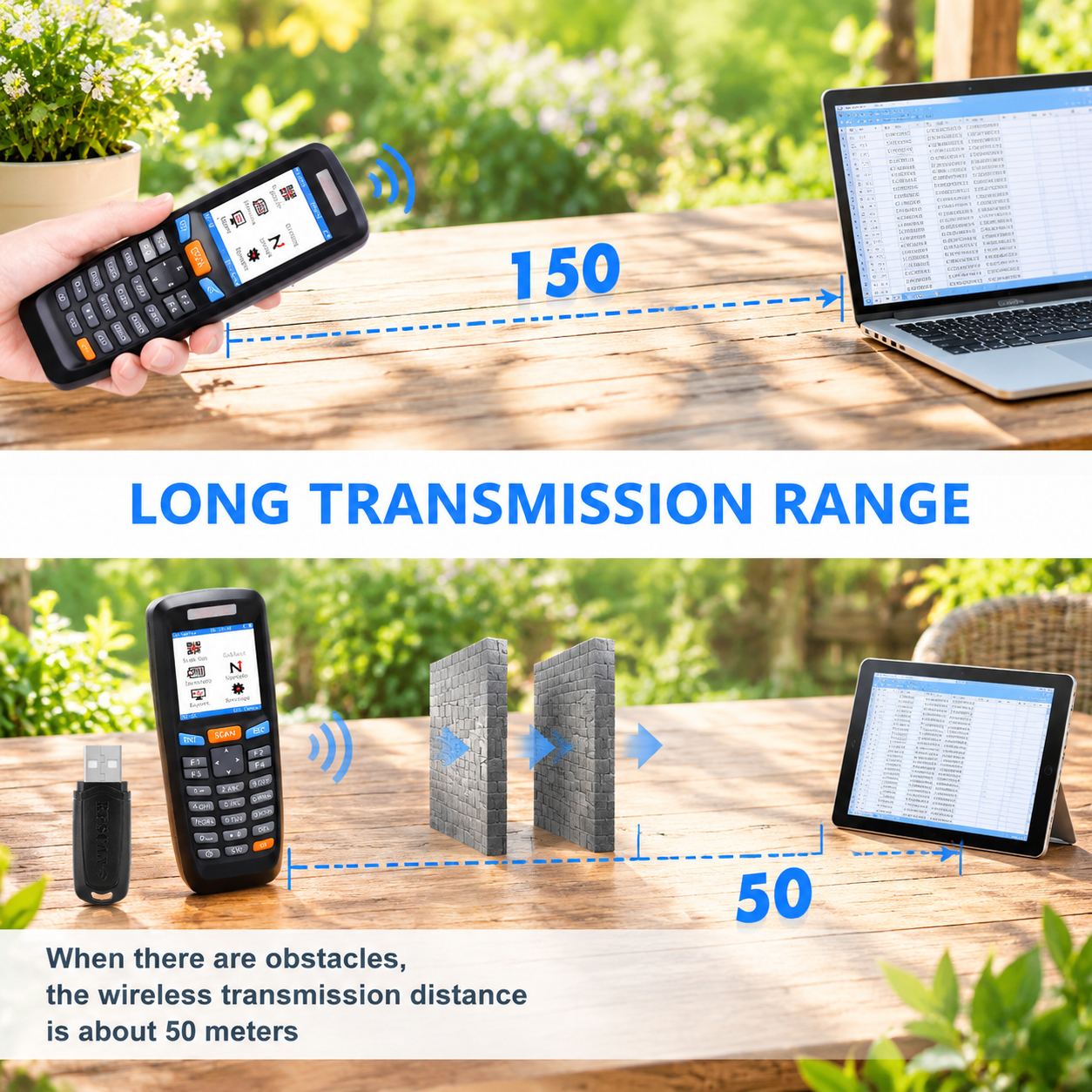 1D Wireless Inventory Barcode Scanner with 2.8 Inch LCD Screen for ...