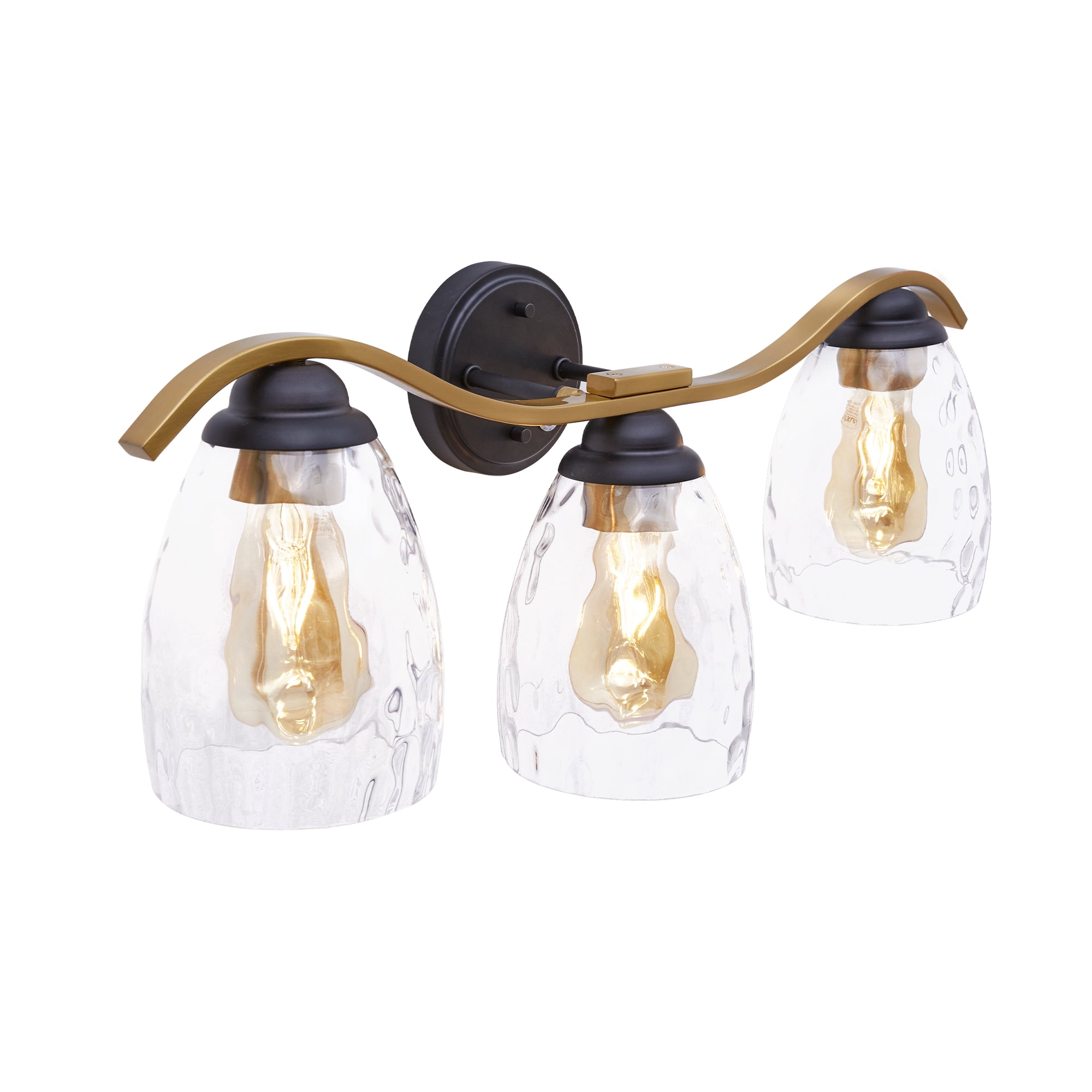 Teamson Home Heidi Dimmable 3-Light Bathroom Vanity Light, Black/Brass