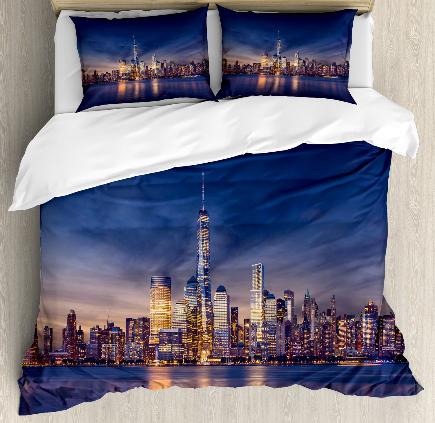 City Duvet Cover Set New York Skyline Manhattan After Sunset
