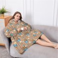 thumbnail image 5 of Oversized Wearable Blanket Hoodie,Brown Highland Cow Bucket Flower Pattern Sherpa Blanket Hoodie with Super Pockets,Super Warm Fuzzy Pullover for Women & Men, 5 of 6
