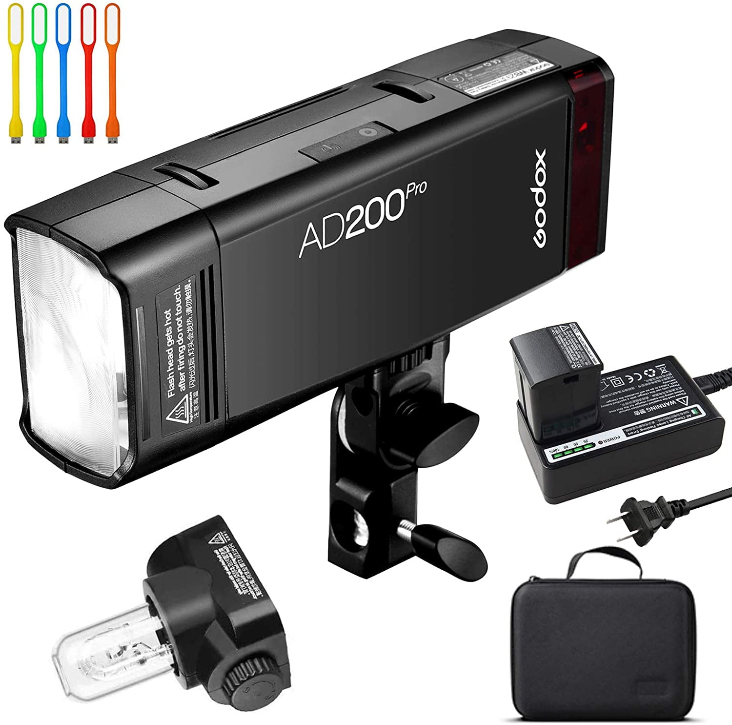 Godox AD200Pro 200Ws 2.4G TTL 1/8000 HSS Flash Strobe Speedlite Monolight with AD-M Reflector and Color Filters Kit to Cover 500 Full Power Shots AD200 Upgrade Version 