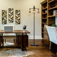 thumbnail image 6 of Industrial 3-Light Floor Lamp - Adjustable Wrought Iron Frame & Frosted Glass Shades | 22.8" Wide 63" High Oversized Base Plate E26 x3 Sockets for Living Room Hallway, 6 of 10