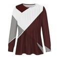 thumbnail image 4 of XuJwPNcy Long Sleeve Tops for Women Fall Clothes Crew Neck Pleated Tunic Tops Fashion Color Block Shirts, 4 of 5