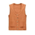 thumbnail image 4 of Sleeveless Women Casual Knit Button Cardigan Vest With Pocket, 4 of 4
