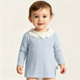 thumbnail image 3 of Huanglei Autumn Long Sleeve Girls Blouse With Floral Lace Collar Cute Ruffle Trim Top For Toddler Girls Soft Comfortable Daily Wear Girl's Casual Tees 2-3 Years, 3 of 5
