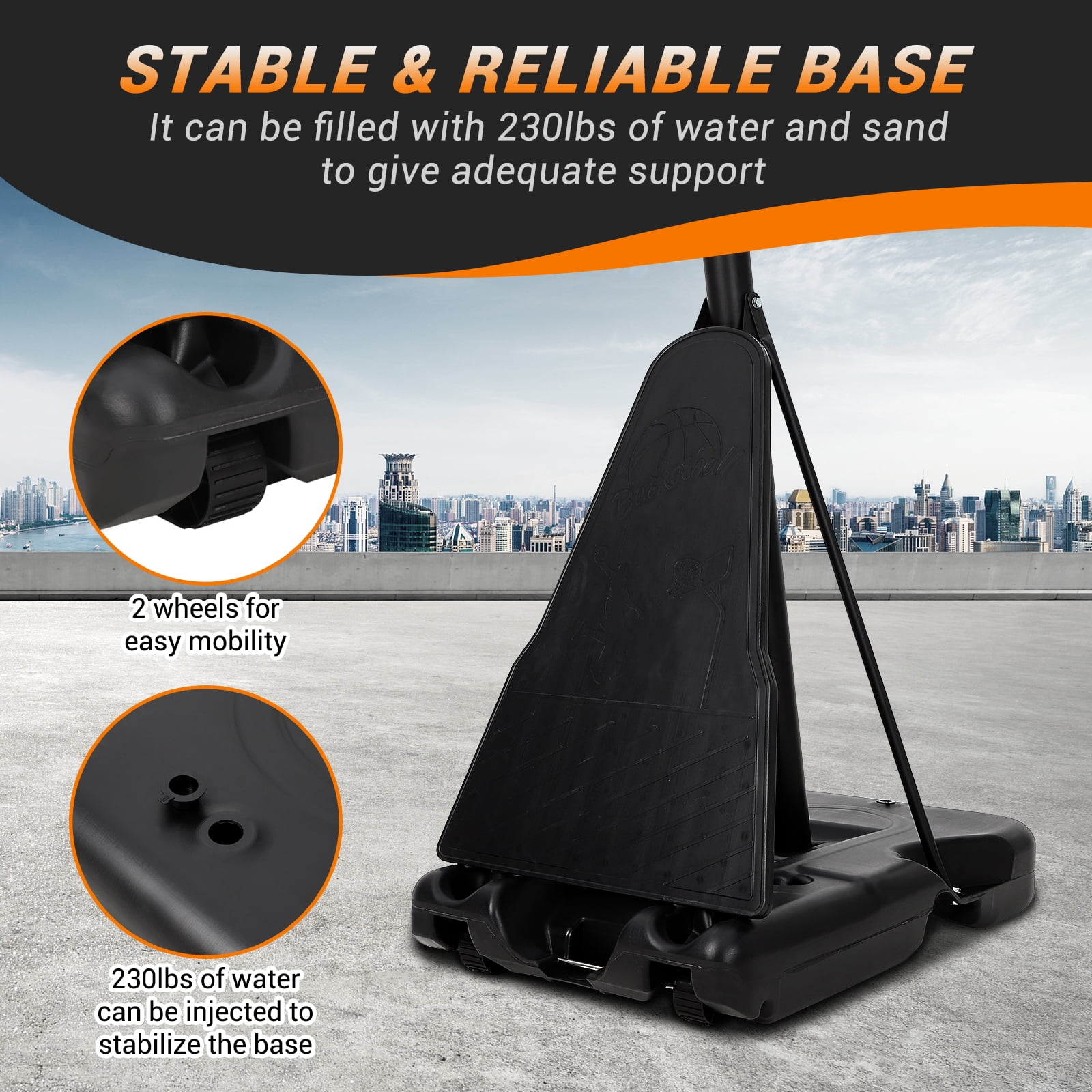 Garvee Basketball Hoop Goal System, 50"x32" Backboard, 7.8-10 Ft Adjustable Height, Black