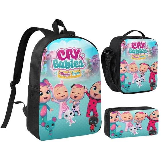 Cry Babies Three piece backpack set young backpack combination backpack lunch bag pencil case