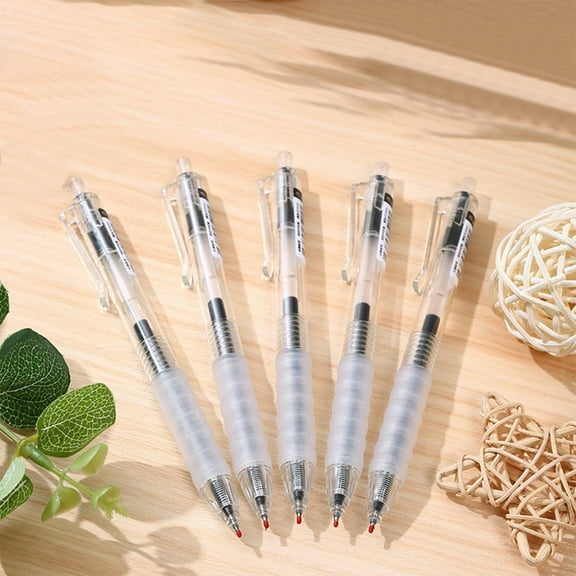 Avdolw 5-Pack Retractable Gel Pens, 0.5mm Ballpoint, White Transparent Design, Business Writing Stationery for Office, 1.5ML Ink Capacity