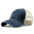 thumbnail image 1 of (53-57cm)Unisex Trucker Adjustable Snapback Baseball Cap, Split Vintage Washed Distressed Baseball Cap Adjustable Dad Hat（Blue), 1 of 3
