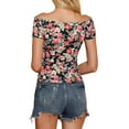 thumbnail image 4 of Allegra K Women's  Slim Fit Short Sleeves Off the Shoulder Cropped Top, 4 of 7