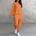 thumbnail image 4 of Women Casual 2 Piece Sweatsuits Crewneck Long Sleeve Pullover Shirts Loose Elastic Waist Sweatpants Solid Color Spring Outfits, 4 of 6